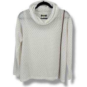 Dolcezza Sheer Silver Polka Dot Cowl Neck Sweater Women's Size Small